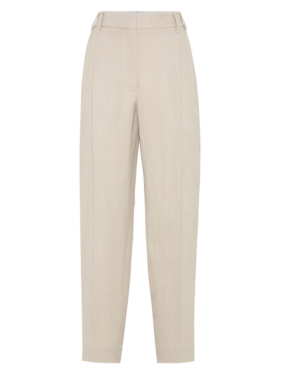 Womens Viscose and Linen Fluid Twill Slouchy Trousers Product Image