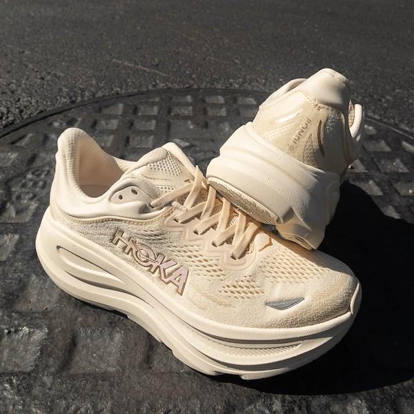 HOKA Womens HOKA Bondi 9 - Womens Shoes Birch/Vanilla Product Image