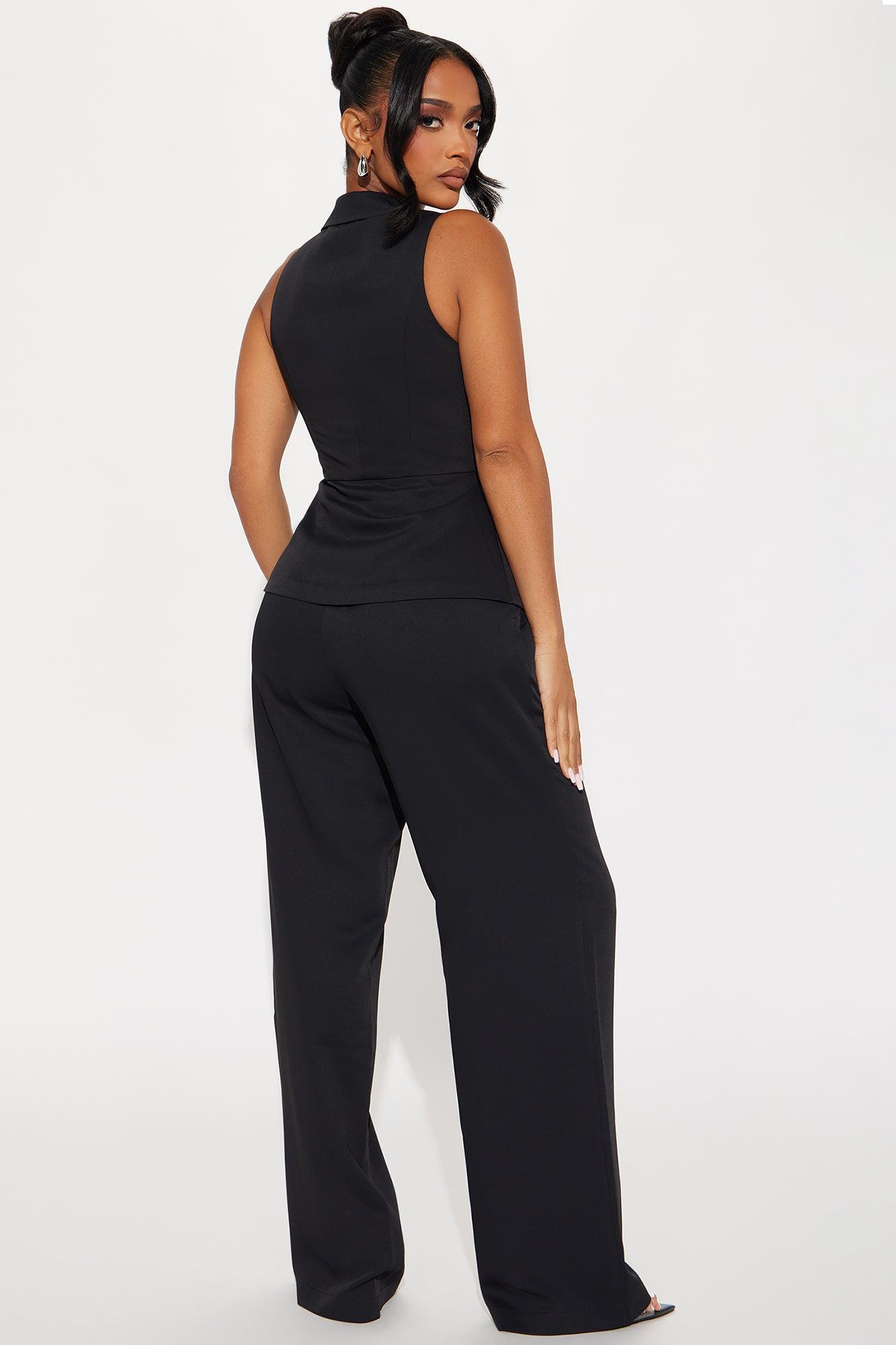Top Executive Vest Pant Set - Black Product Image