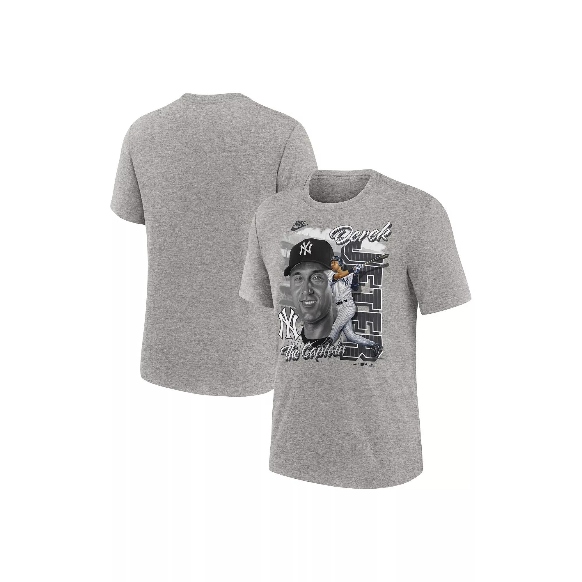 Men's Nike Derek Jeter Heather Gray New York Yankees Cooperstown Collection Player Local T-Shirt, Size: Large, Grey Product Image