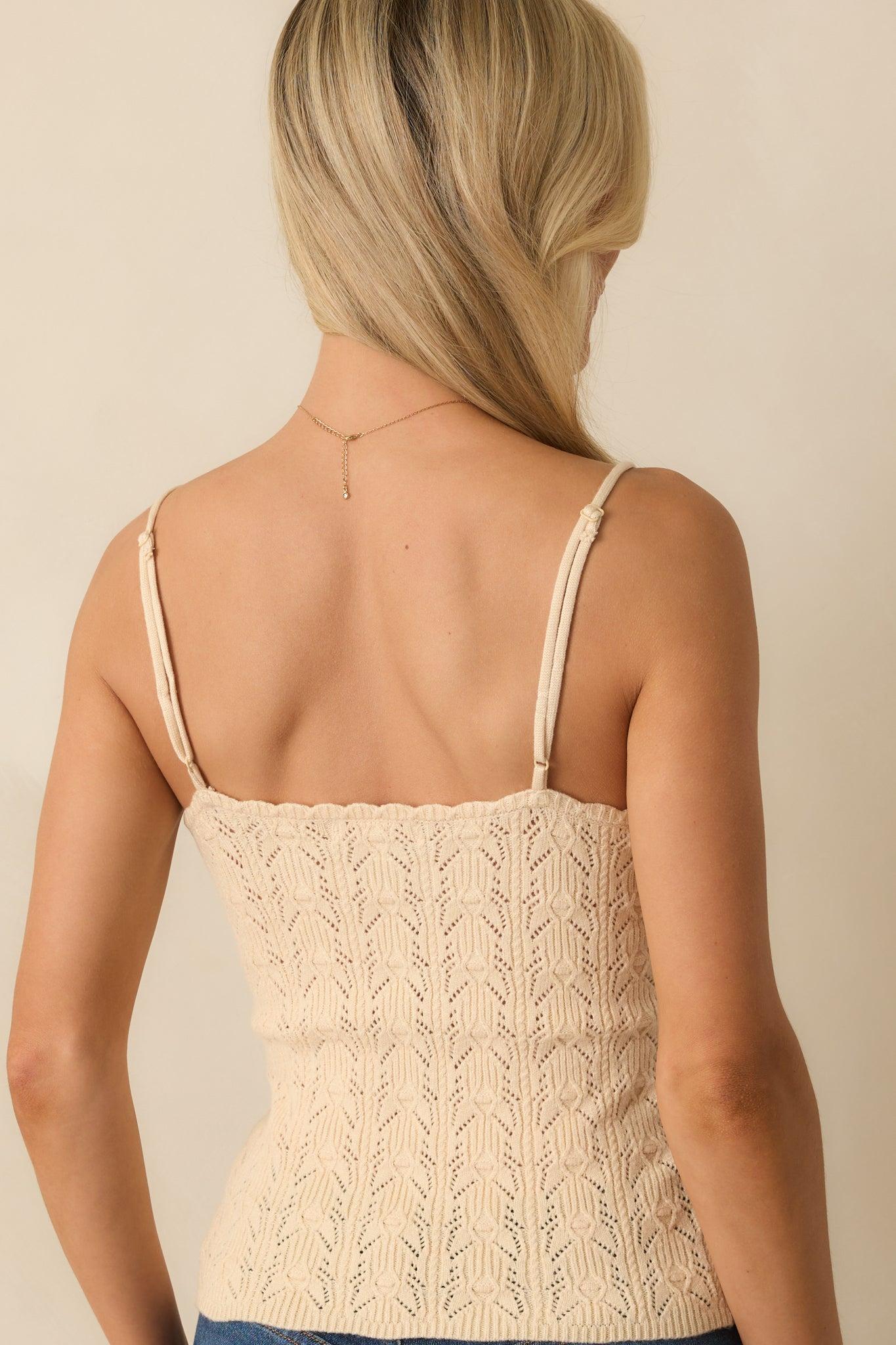 Not Up For Debate Ivory Pointelle Knit Camisole Top Product Image