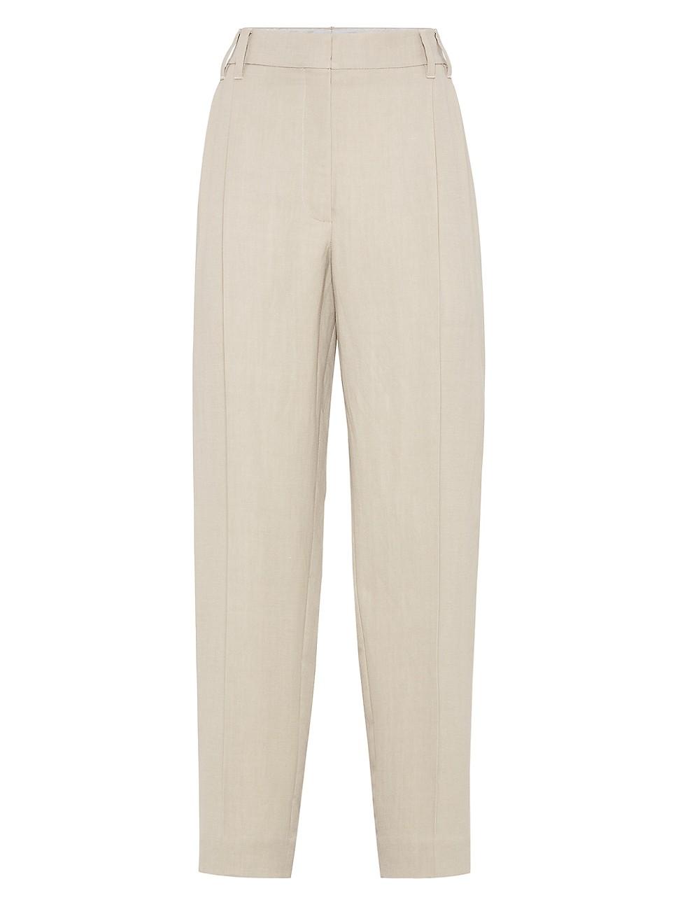 Womens Viscose and Linen Fluid Twill Slouchy Trousers Product Image