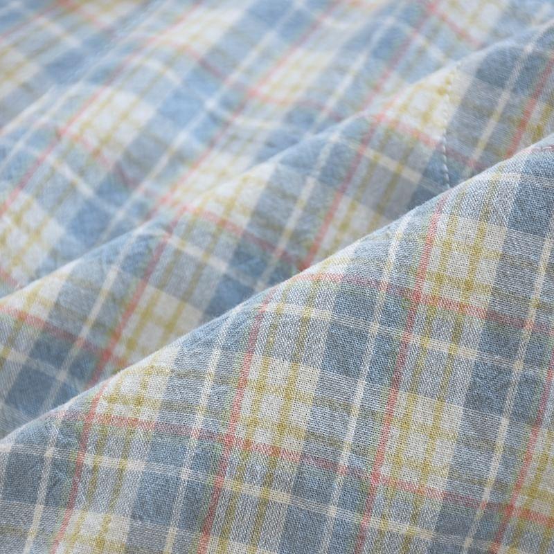 Drawstring Waist Plaid Lounge Shorts Product Image