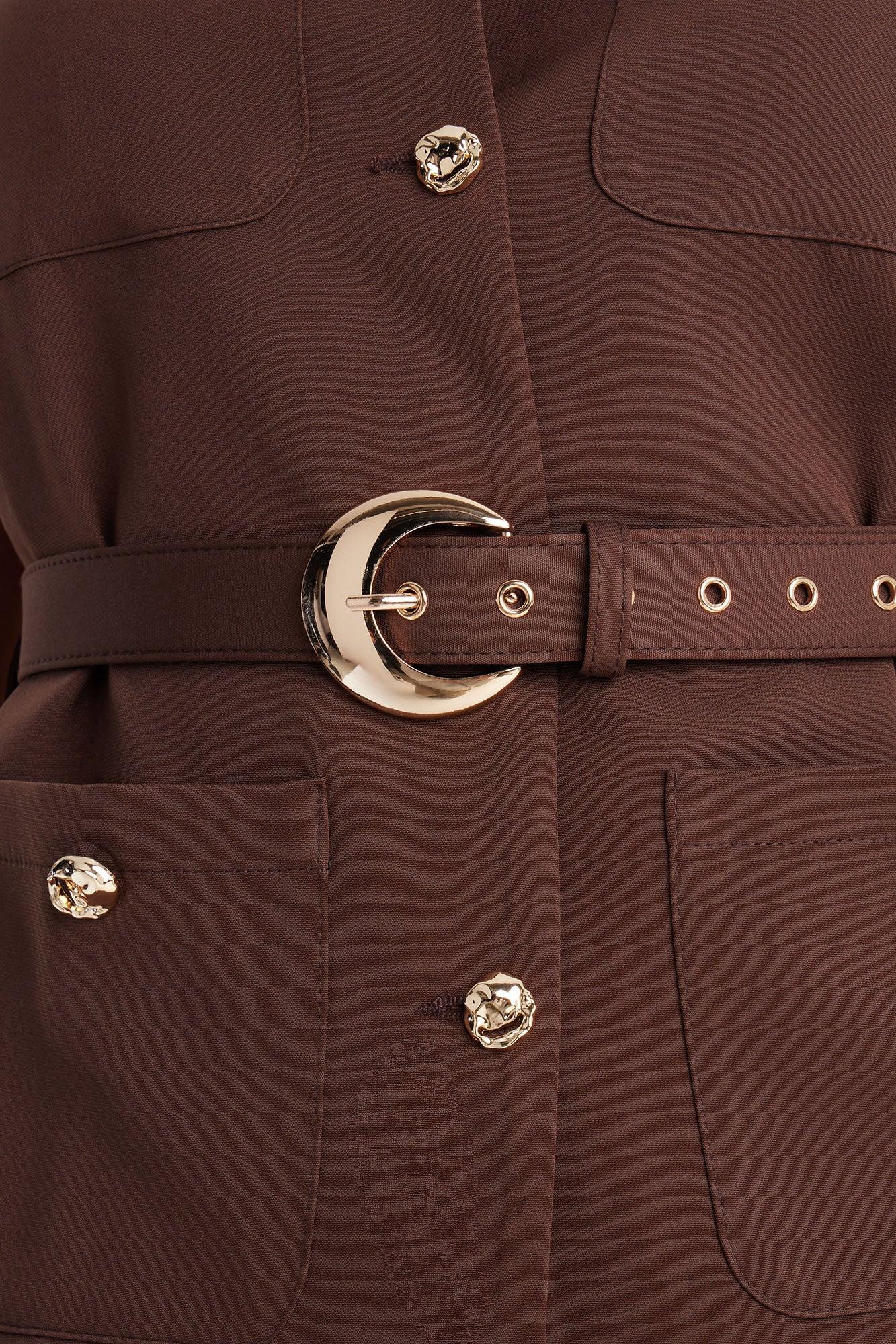 Grace Belted Vest Pant Set - Chocolate Female Product Image