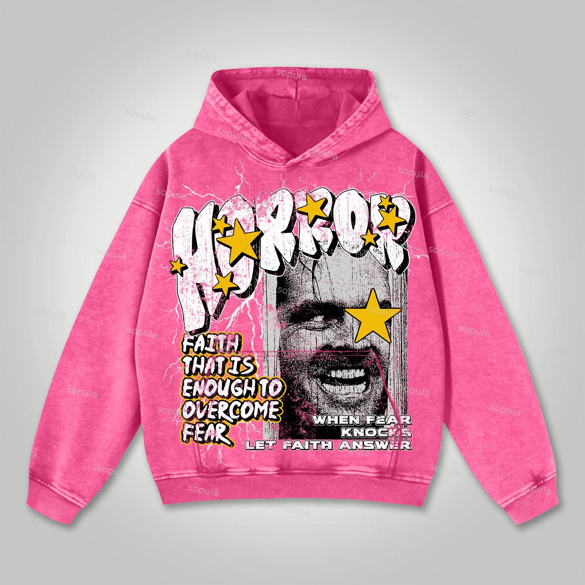 Sopula Shining Vintage Graphic Washed Cotton Hoodie Product Image