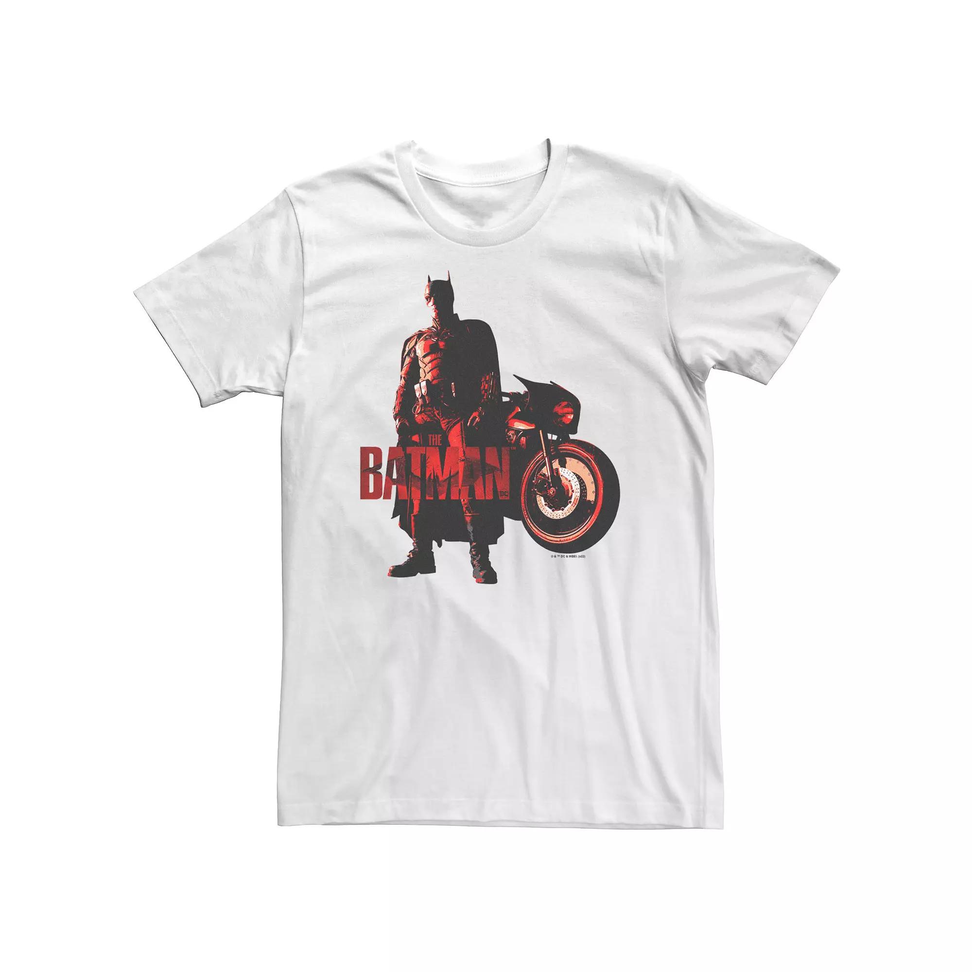 Big & Tall DC Comic Batman Batcycle Red Light Tee, Men's, Size: 4XL, White Product Image