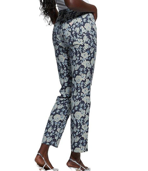 Guess Girly Mid Rise Printed Jacquard Pants Product Image