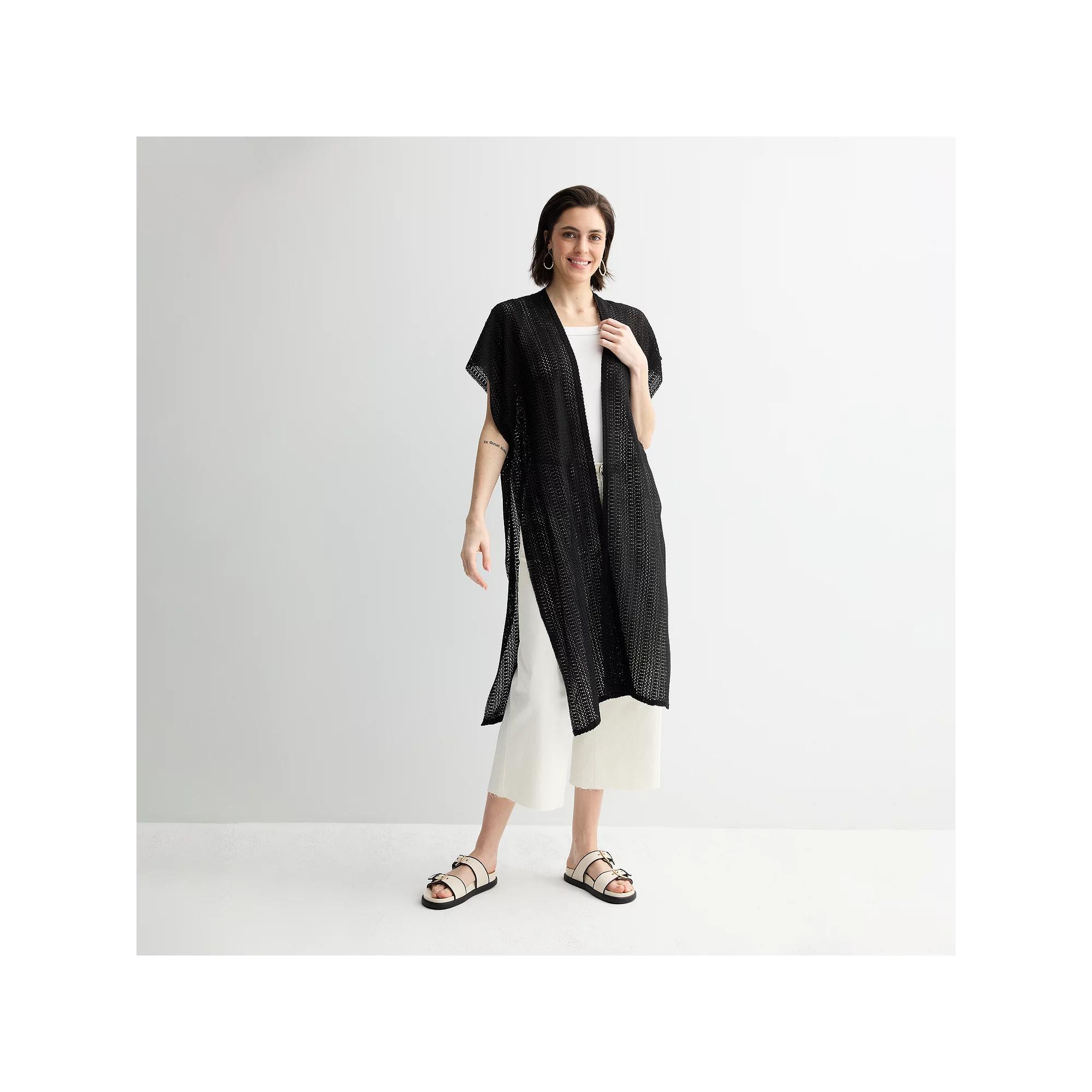 Women's Sonoma Goods For Life® Open Weave Duster, Black Product Image