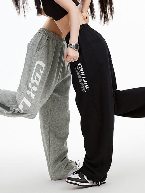Contrast Color Print Baggy Thin Sweatpants Product Image
