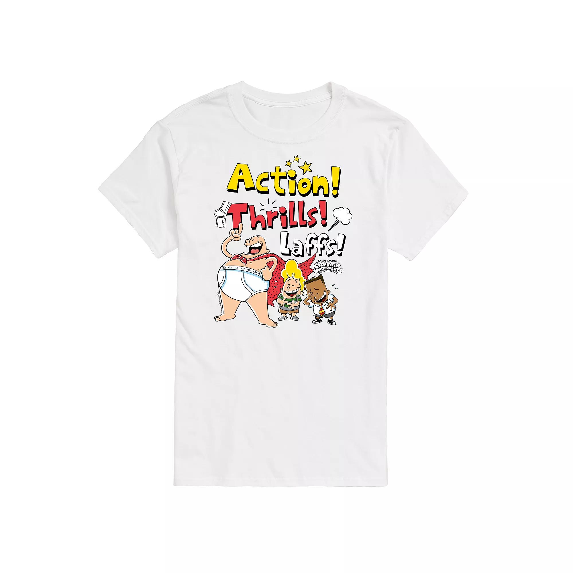 Men's Captain Underpants Action ThrilLong Sleeve Graphic Tee Tee,  Product Image