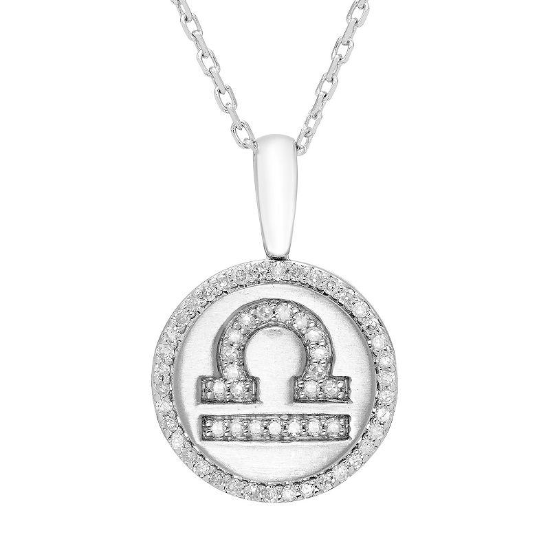 It's Personal Sterling Silver 1/6 Carat T.W. Diamond Zodiac Sign Necklace, Women's, Size: 16-18" ADJ, Cancer Product Image