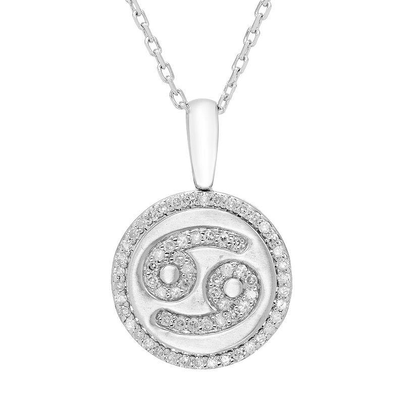 It's Personal Sterling Silver 1/6 Carat T.W. Diamond Zodiac Sign Necklace, Women's, Size: 16-18" ADJ, Cancer Product Image