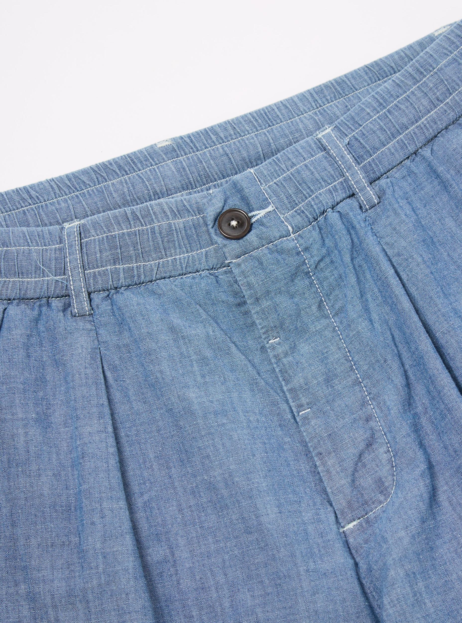 Washed Indigo Chambray Pleated Track Short Product Image