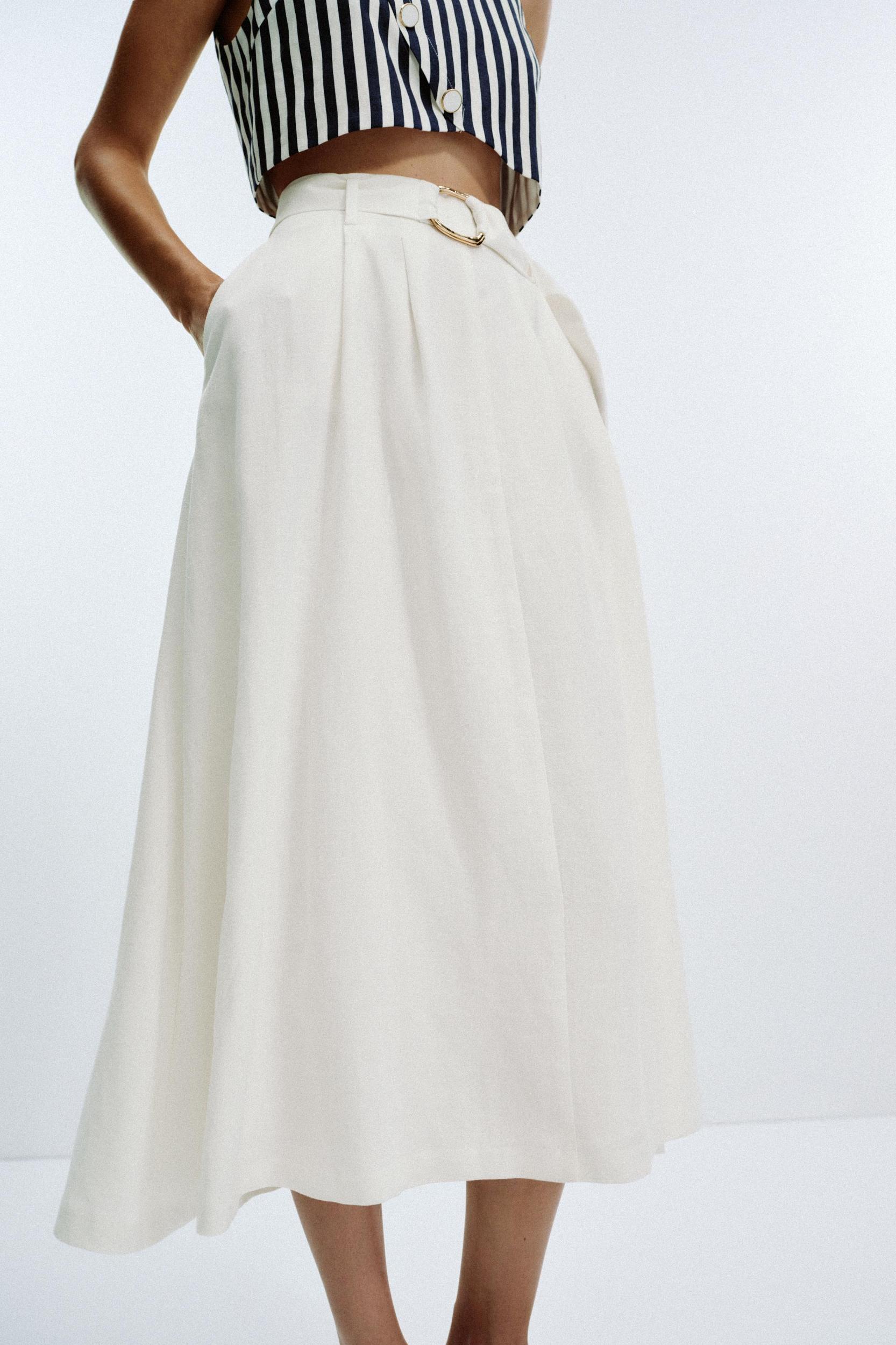 LINEN BELTED COMBINATION MAXI DRESS Product Image