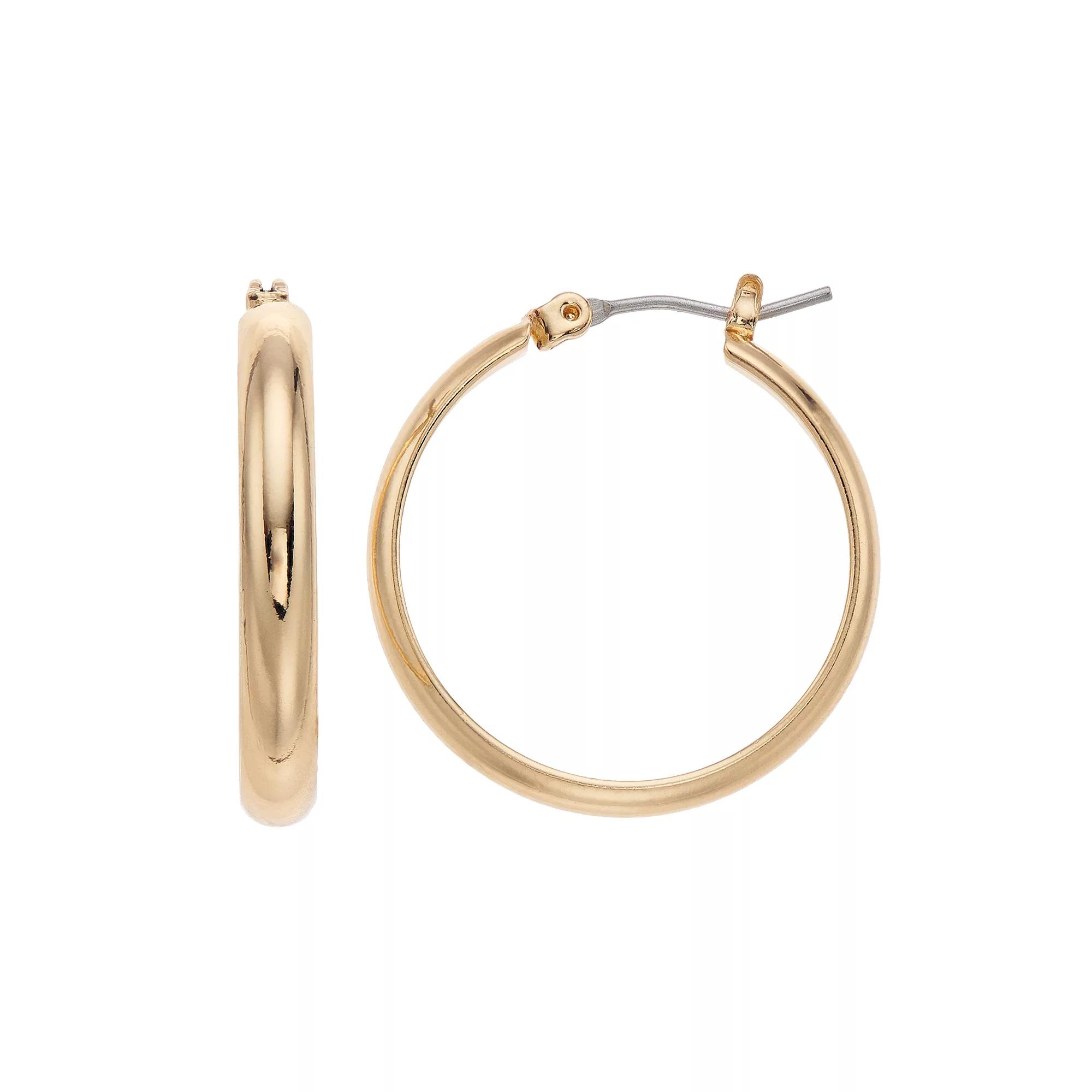 Nine West Smooth Hoop Earrings, Womens, Gold Tone Product Image