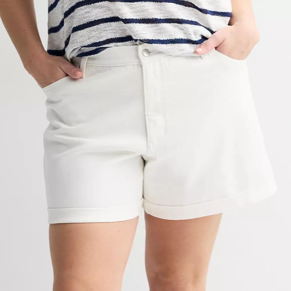 Plus Size Sonoma Goods For Life Curvy Mid-Rise Roll Cuff Shorts, Women's, Size: 14 W, Vital White Product Image