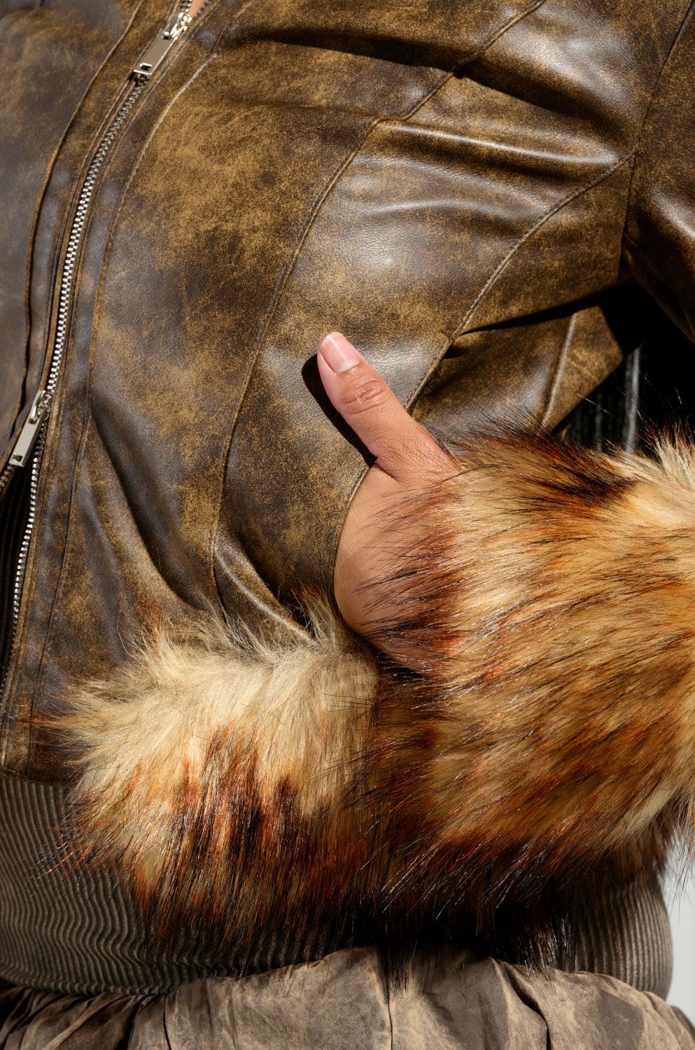 DOWN BAD FUR TRIM MOTO Product Image