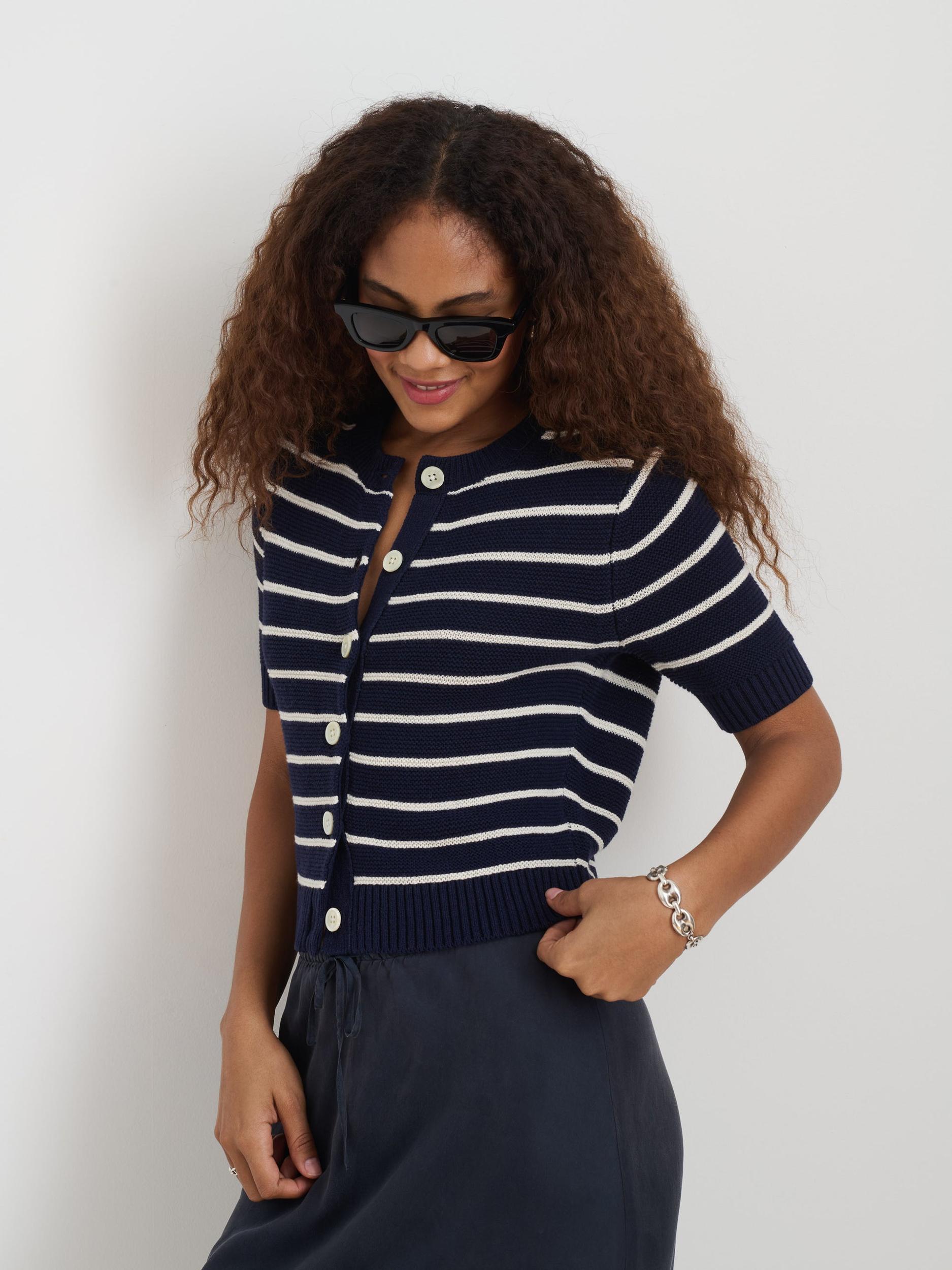 Elle Striped Sweater in Cotton Linen Product Image