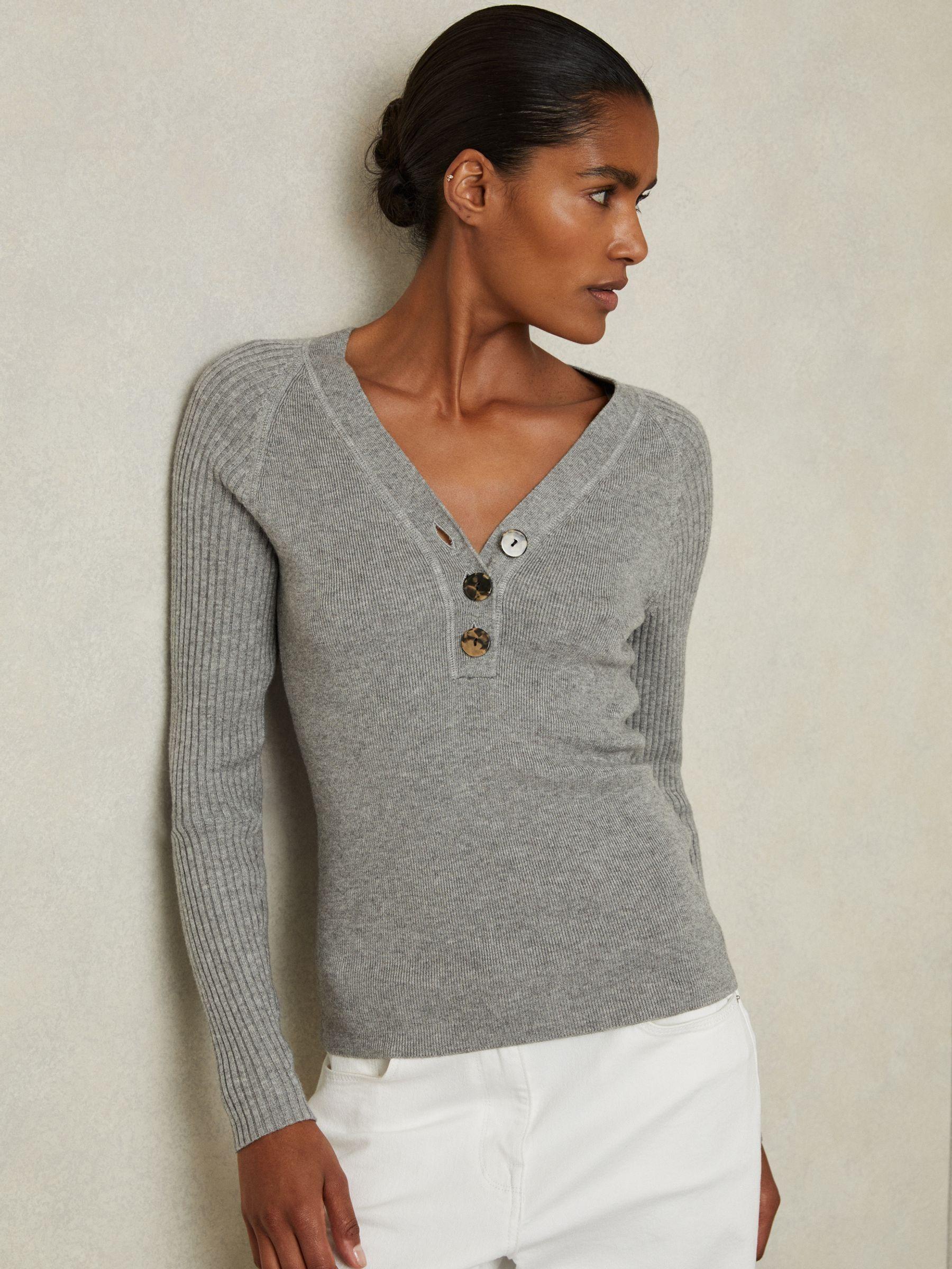 Ribbed Sleeve Jumper in Grey Product Image