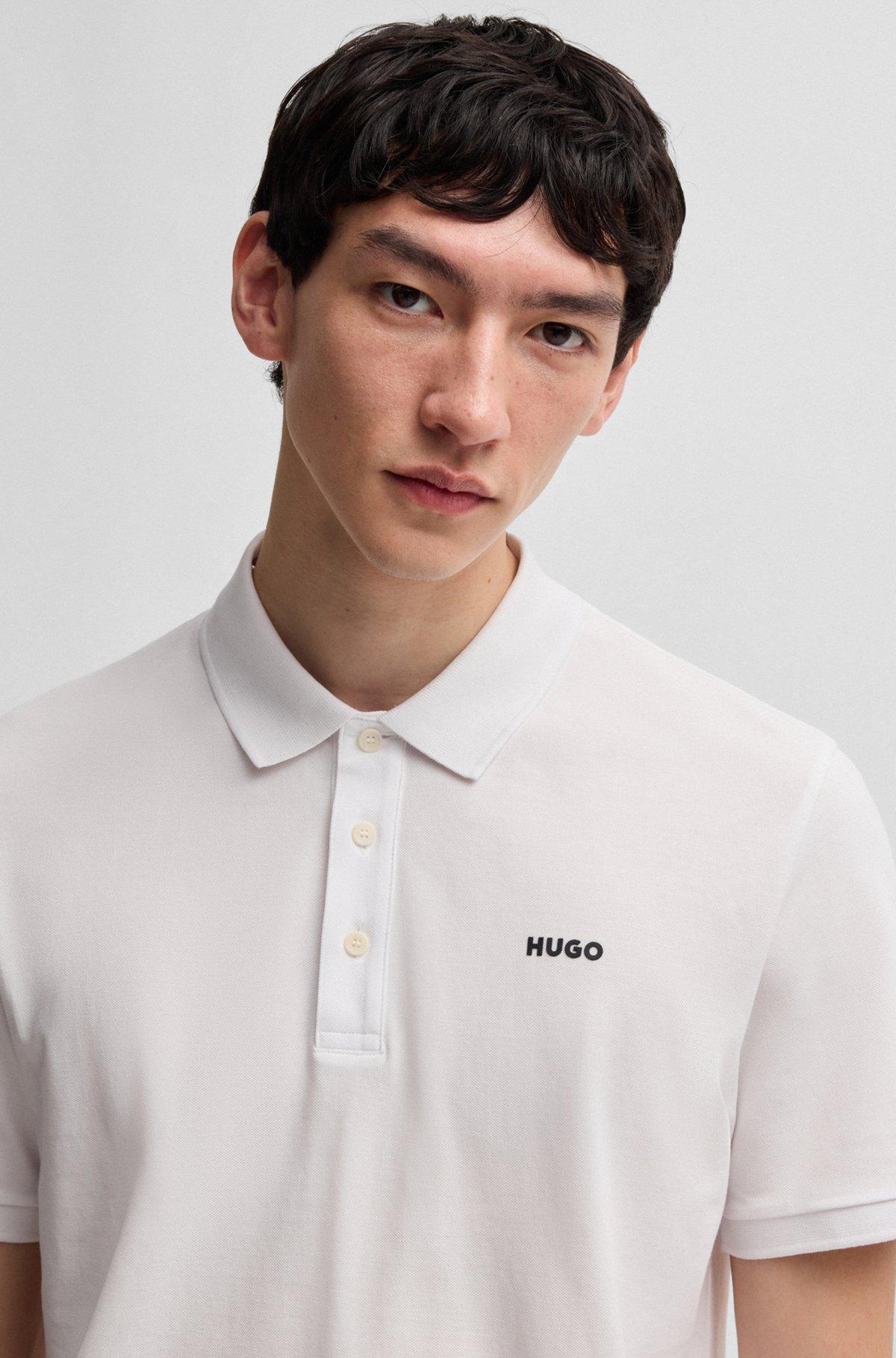 Cotton-piqué polo shirt with logo print Product Image