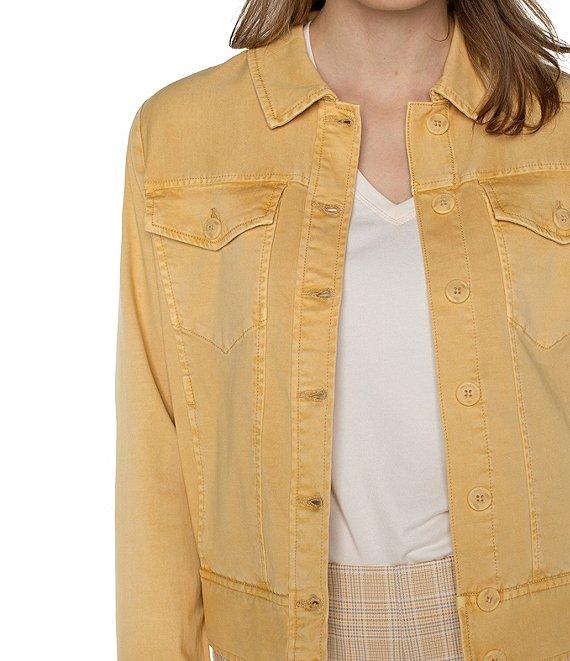 Liverpool Los Angeles Point Collar Long Sleeve Button Front Trucker Jacket Product Image