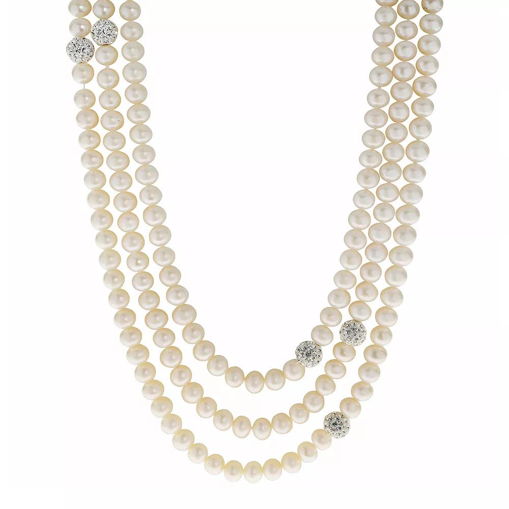 PearLustre by Imperial Freshwater Cultured Pearl & Crystal Endless Necklace, Women's, White Product Image