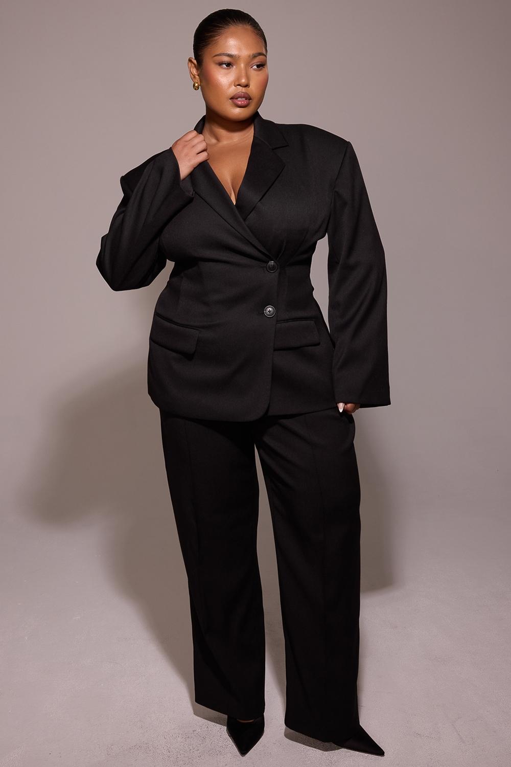 Hayden  black wide leg high waist tailored trousers Product Image