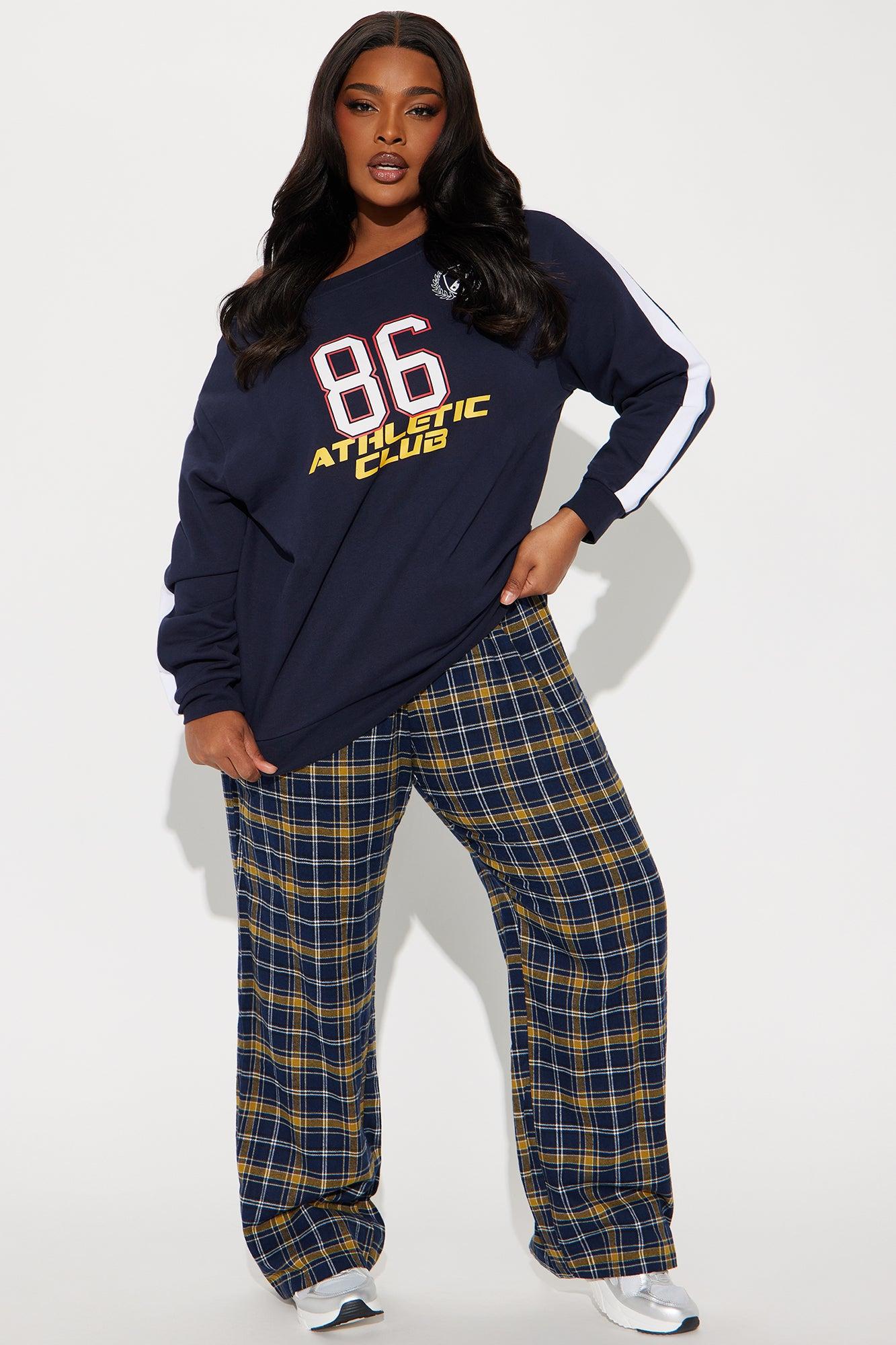 LA Club Off Shoulder Sweatshirt - Navy Product Image