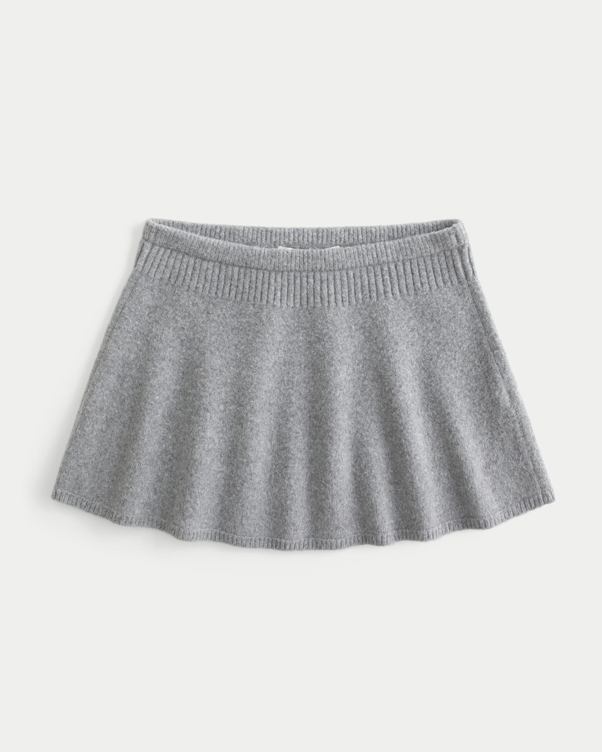Mid-Rise Circle-Cut Sweater-Knit Mini Skirt Product Image