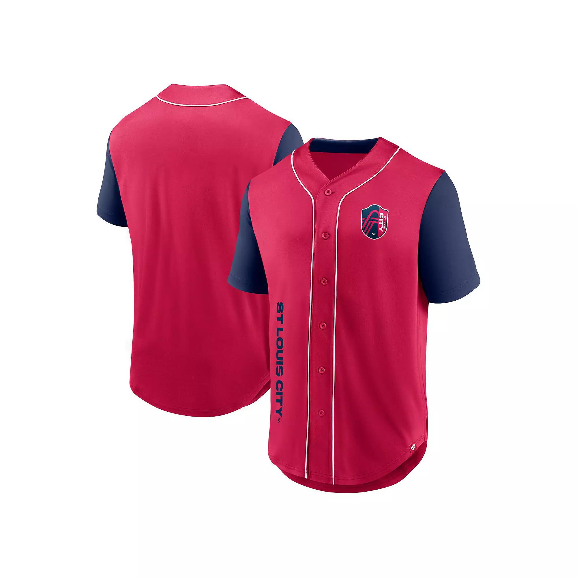Men's Fanatics Red St. Louis City SC Balance Fashion Baseball Jersey,  Product Image
