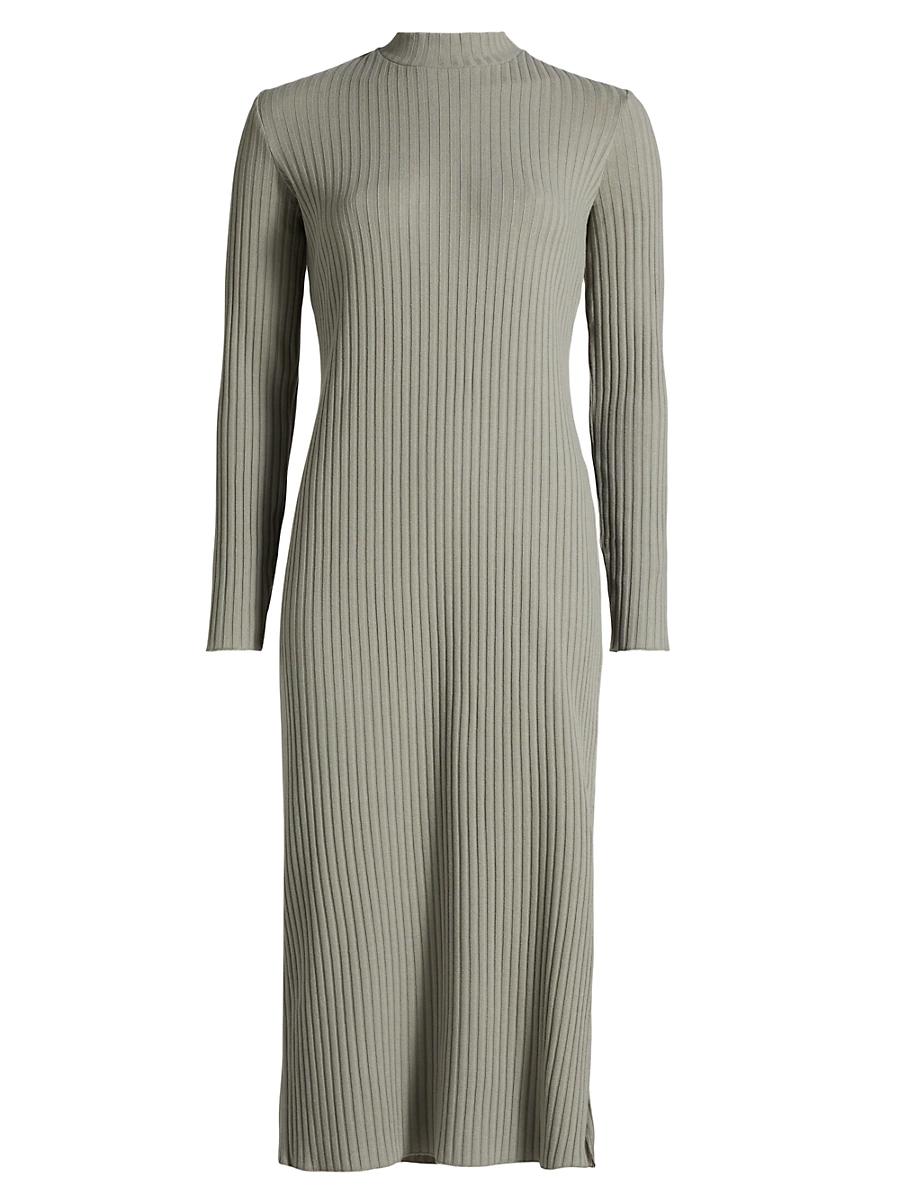 Ribbed Cotton-Blend High-Neck Dress Product Image