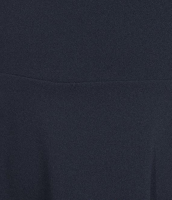 Midnight Doll Solid Scuba Crepe Short Sleeve Boat Neck Bow Back Double Ruffle Dress Product Image