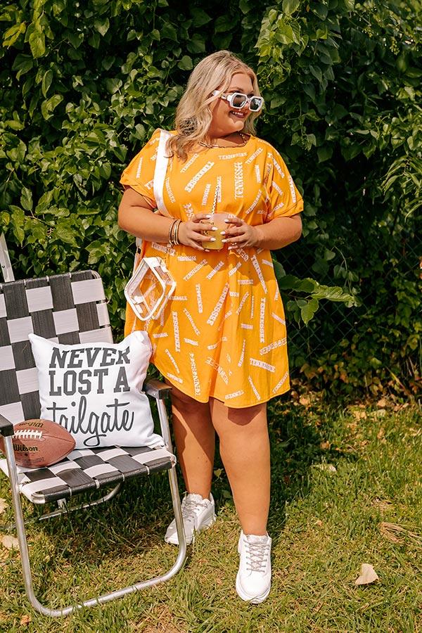 School Spirit Sequin Embroidered Mini Dress in Tennessee Curves Product Image