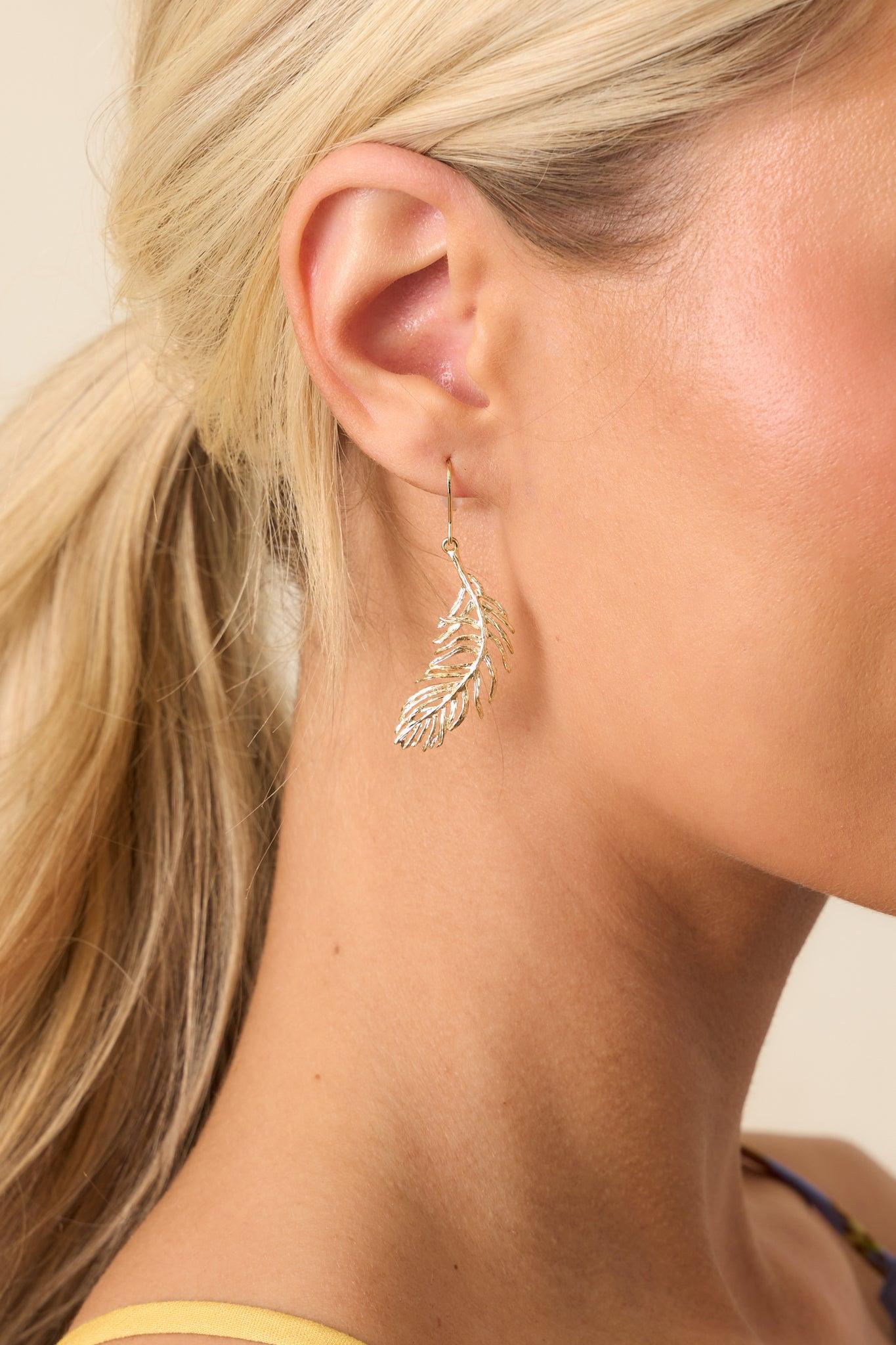 Endless Summer Gold Palm Leaf Drop Earrings Product Image