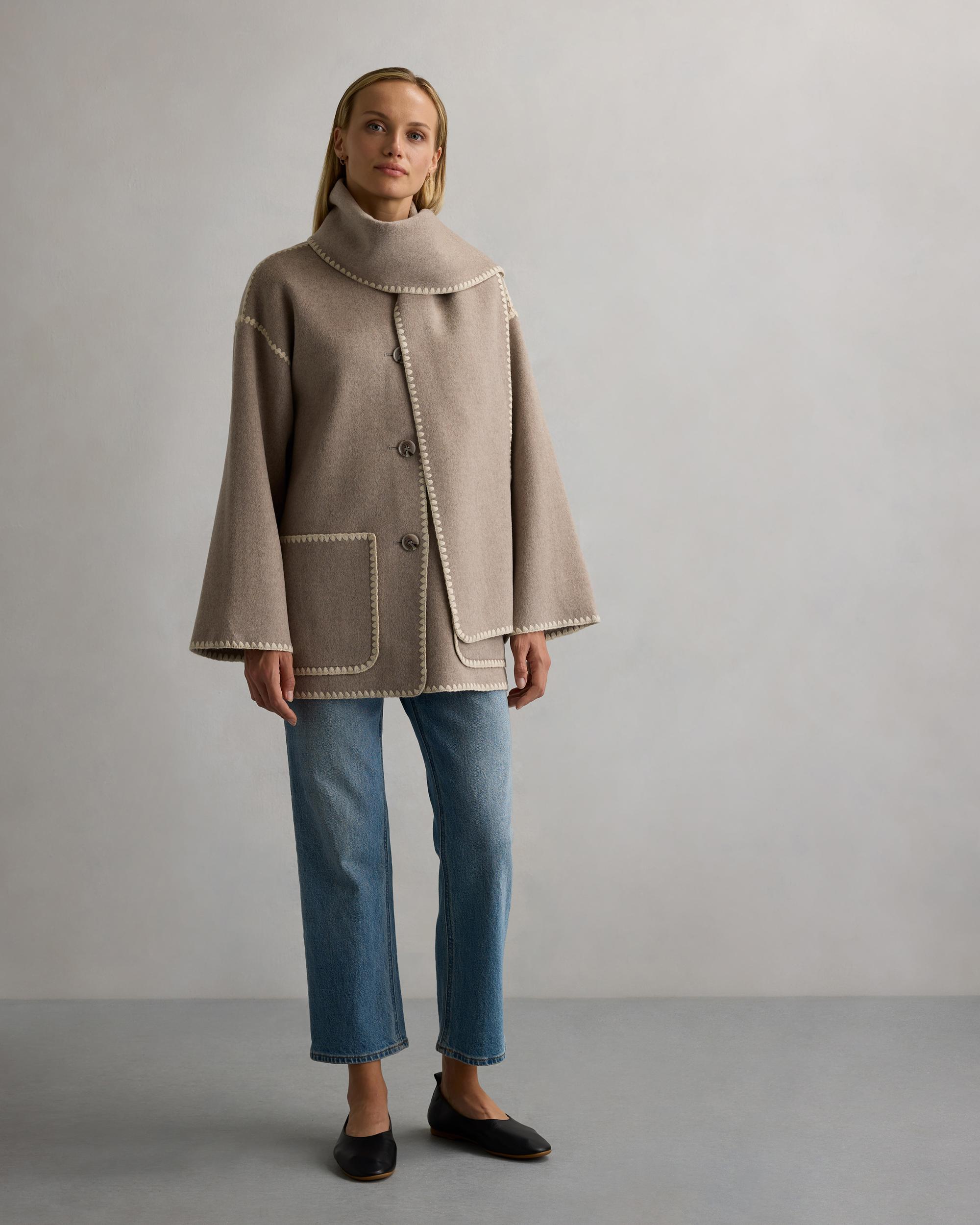 Quince | Women's Double-Faced Merino Wool Scarf Coat Product Image