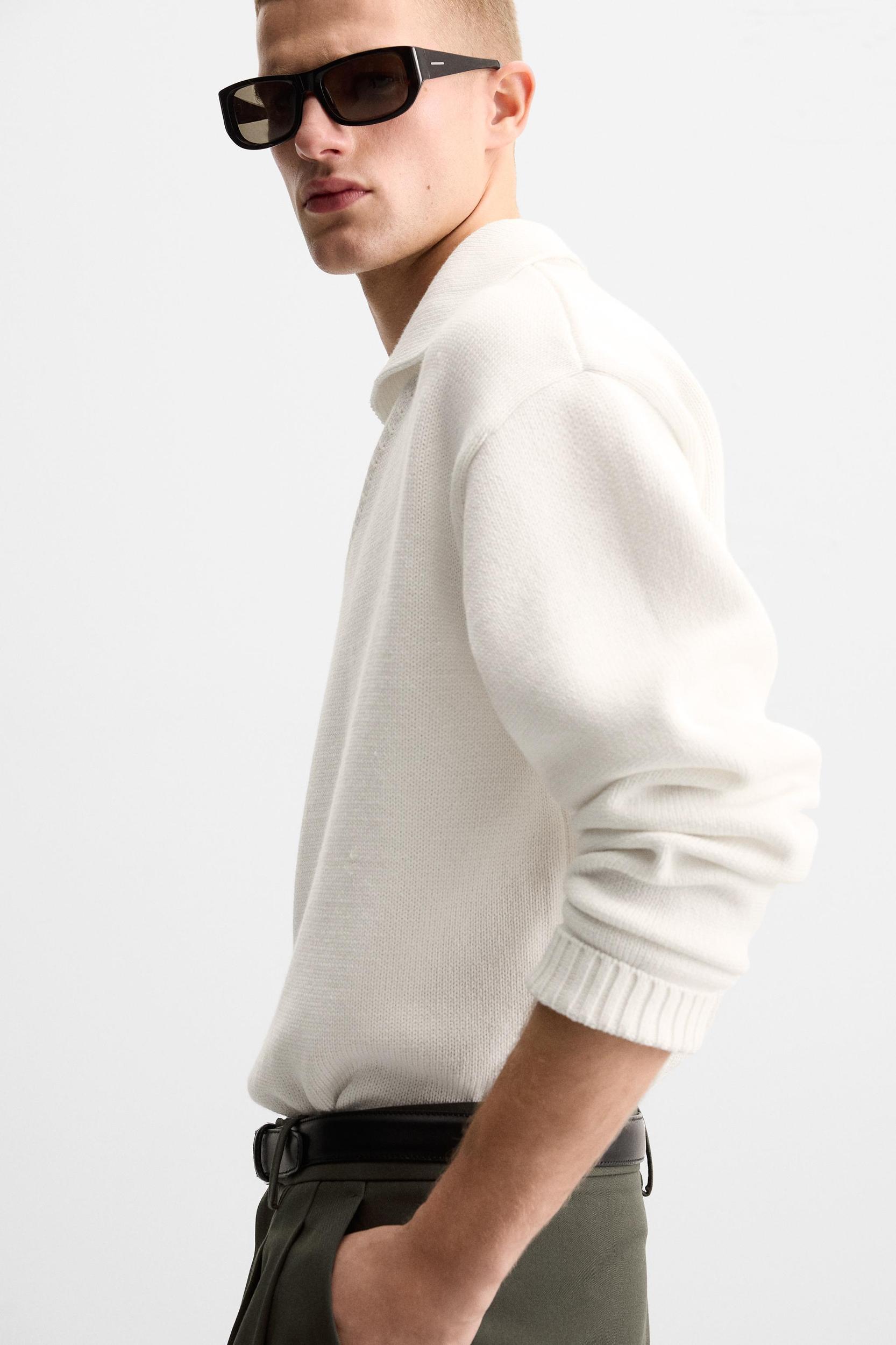 COTTON BLEND KNIT POLO Product Image