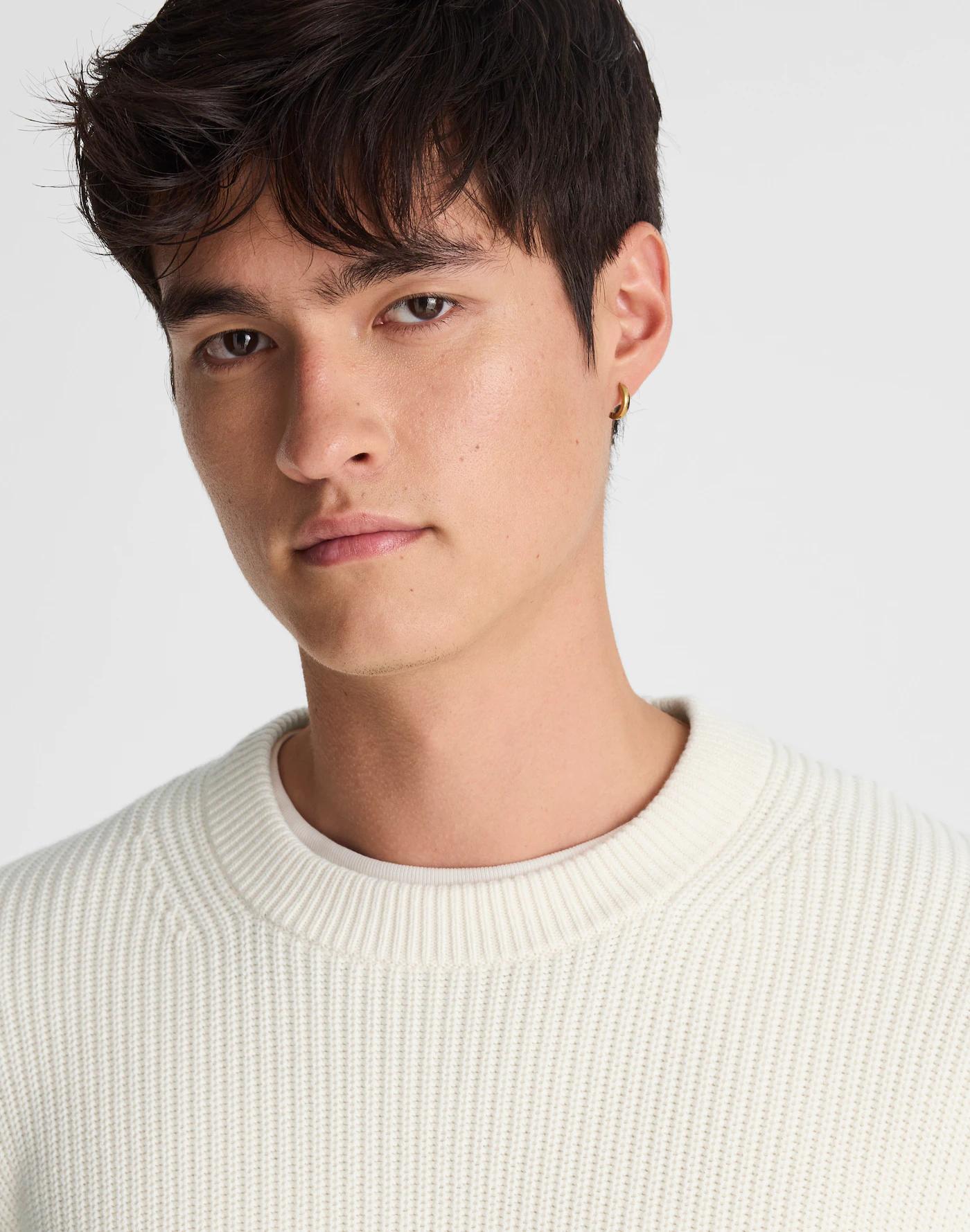 Cotton Shaker-Stitch Crewneck Sweater Product Image