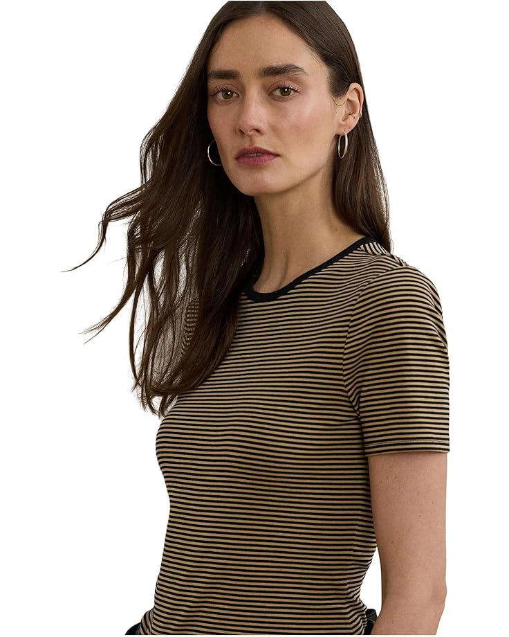 Petite Striped Stretch Cotton Crew Neck Tee Product Image