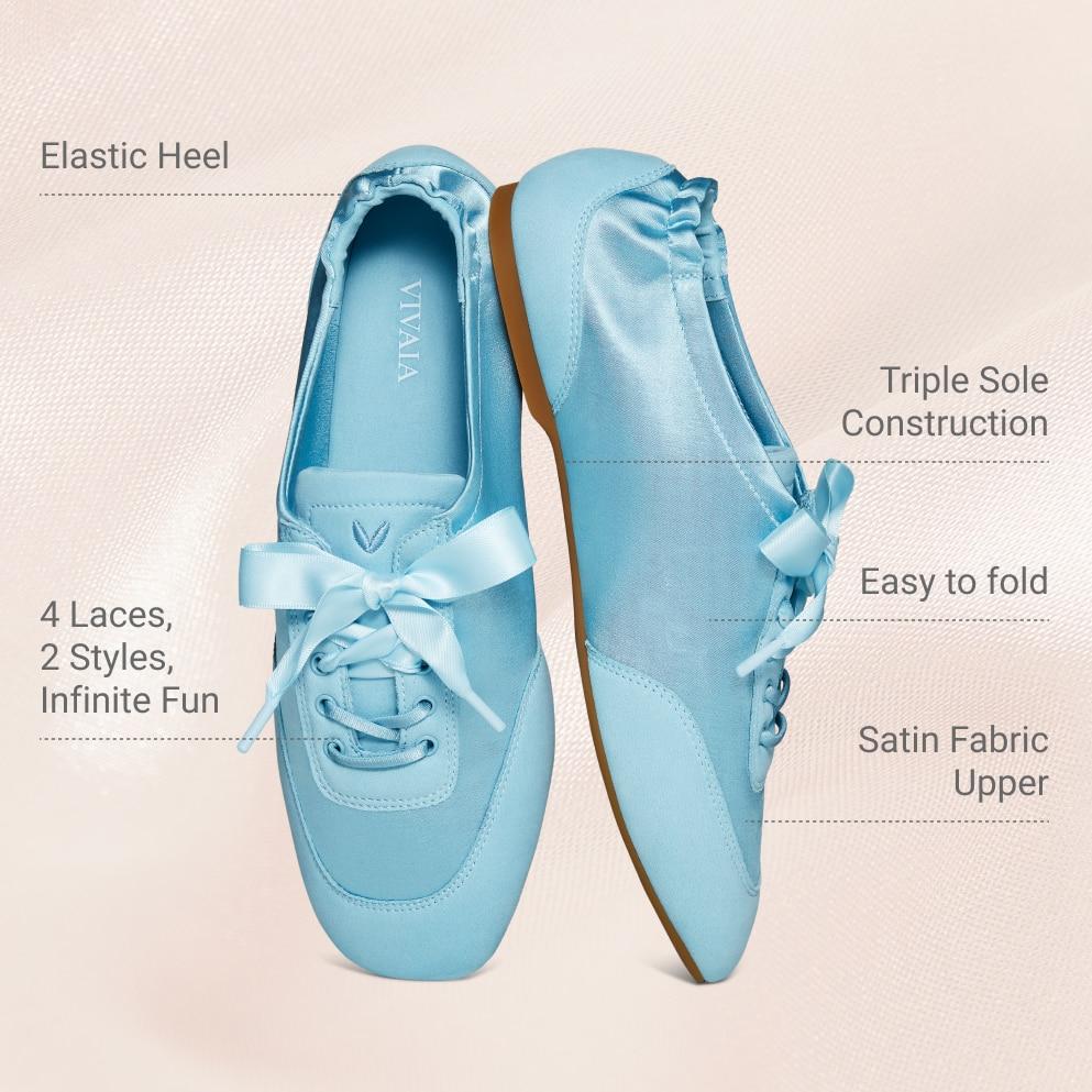 Square-Toe Lace-Up Satin Sneakerina (Cristina) Product Image