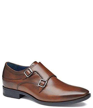 Johnston  Murphy Mens Gibbons Leather Double Buckle Monk Strap Plain Toe Oxfords feature Product Image
