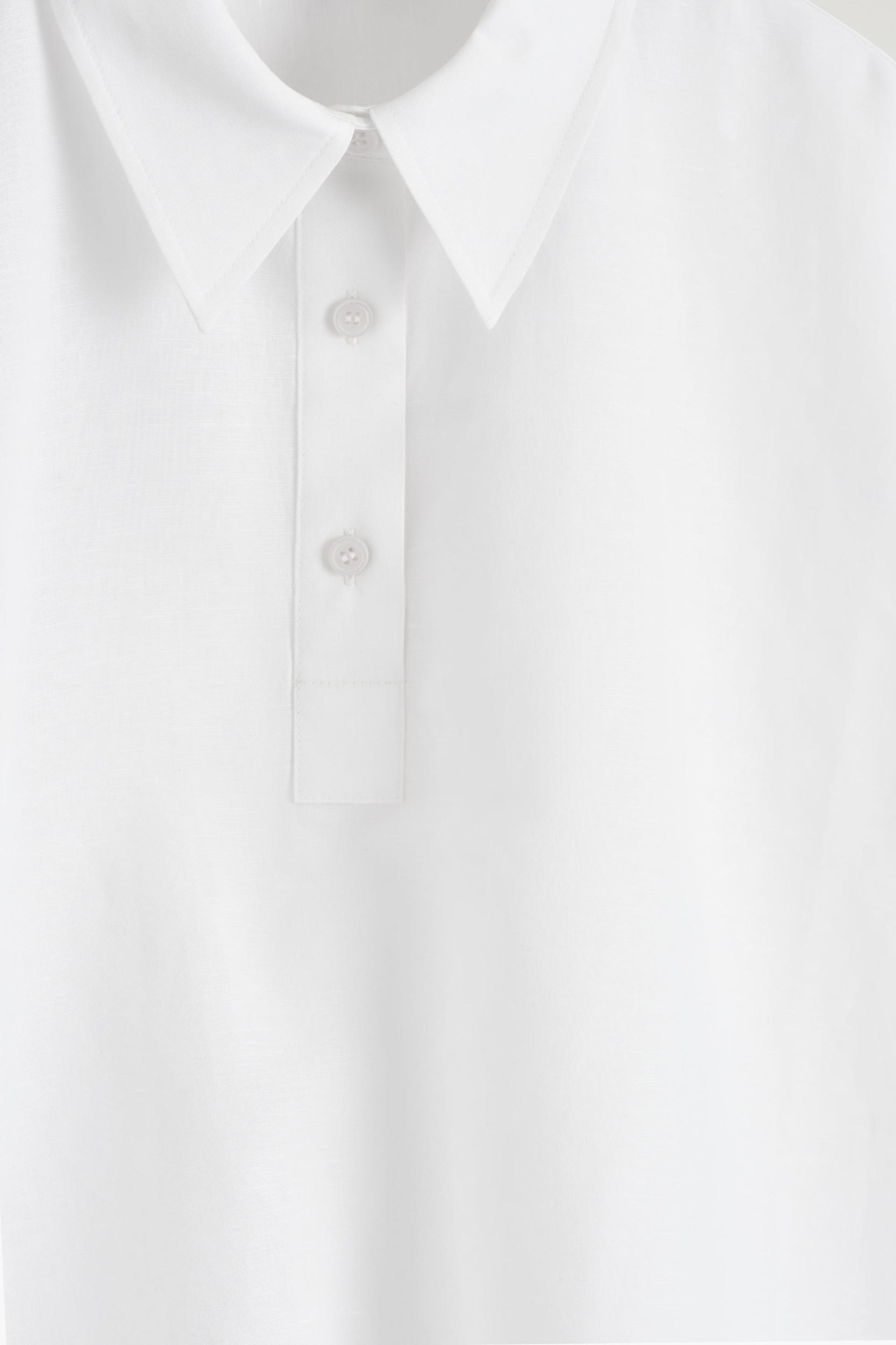 ROUNDED LINEN-COTTON SHIRT DRESS Product Image