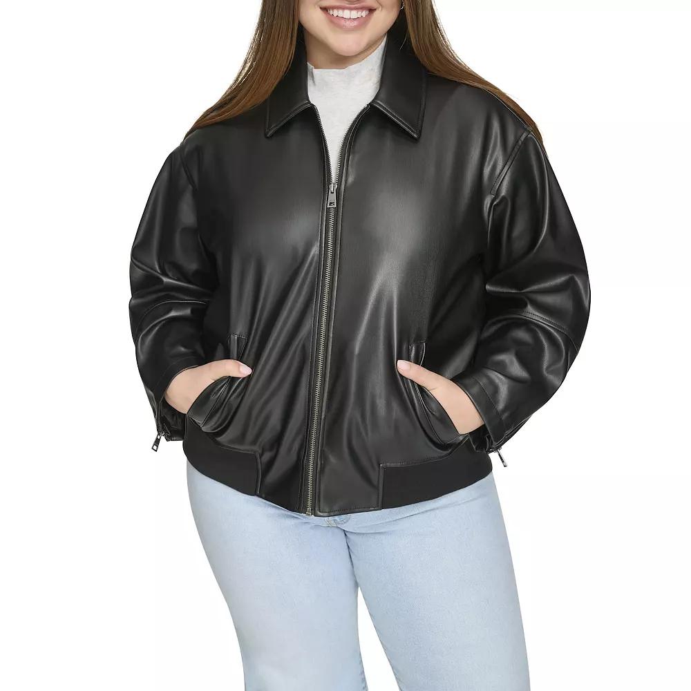 Plus Size Levi's® Faux Leather Bomber Jacket, Women's, Size: 3XL, Black Product Image