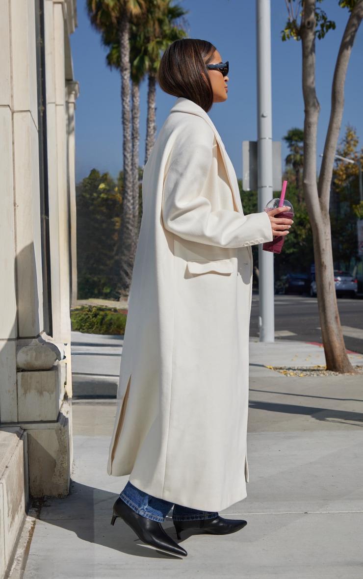 Ecru Structured Extreme Oversized Double Breasted Coat Product Image