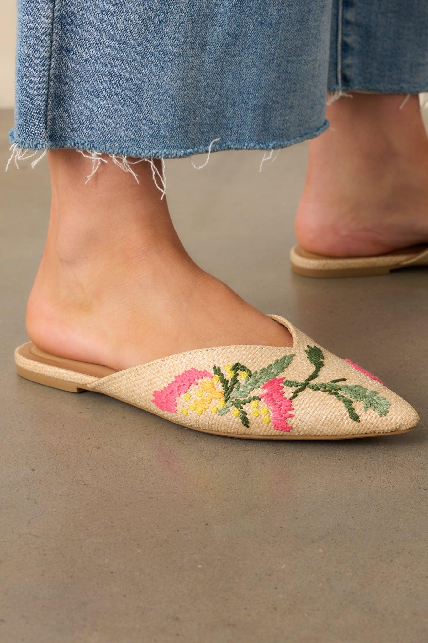 Wildflower Wander Natural Raffia Pointed Toe Flat Product Image