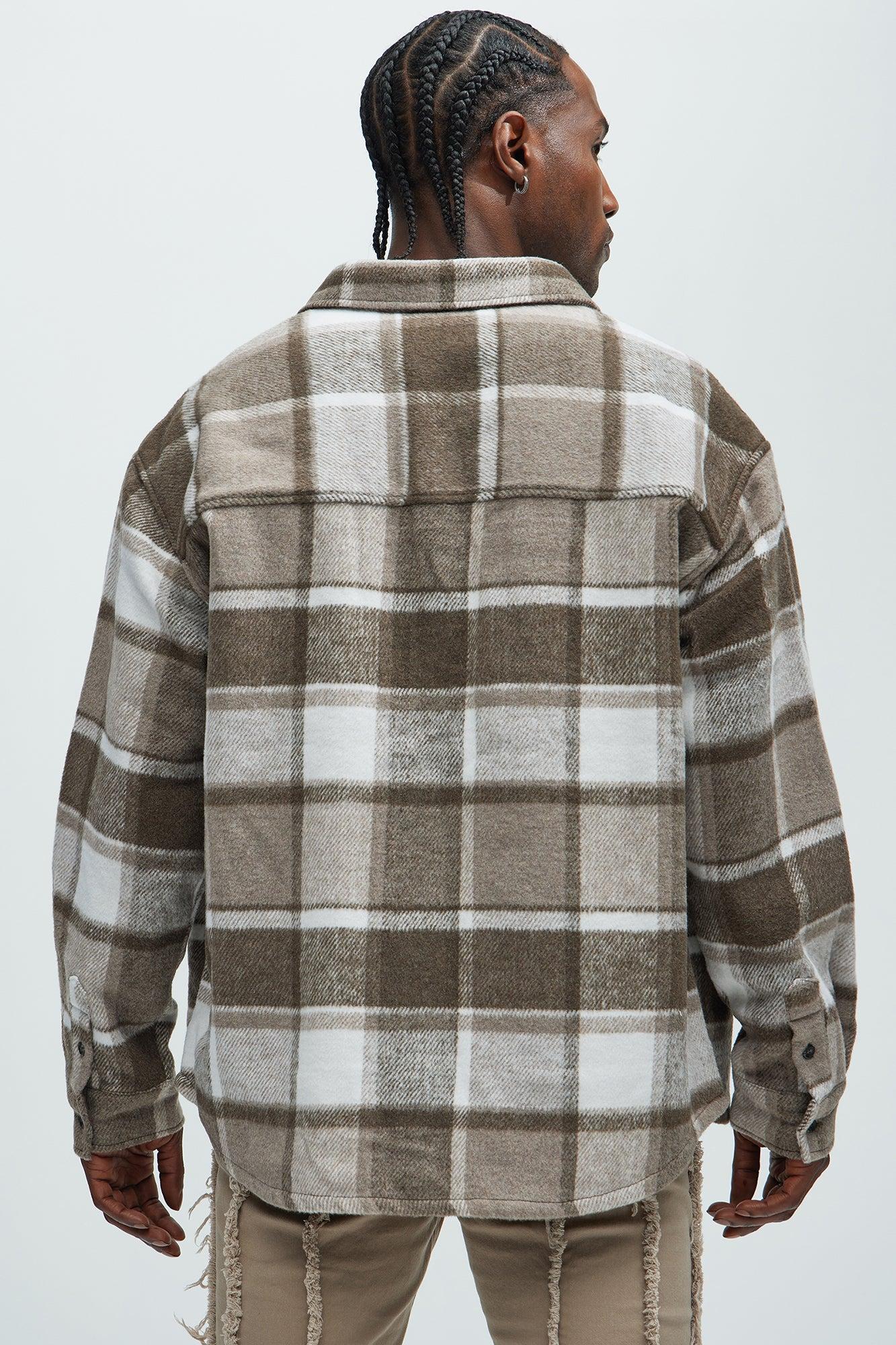 Wanted Plaid Shacket - Brown Male Product Image