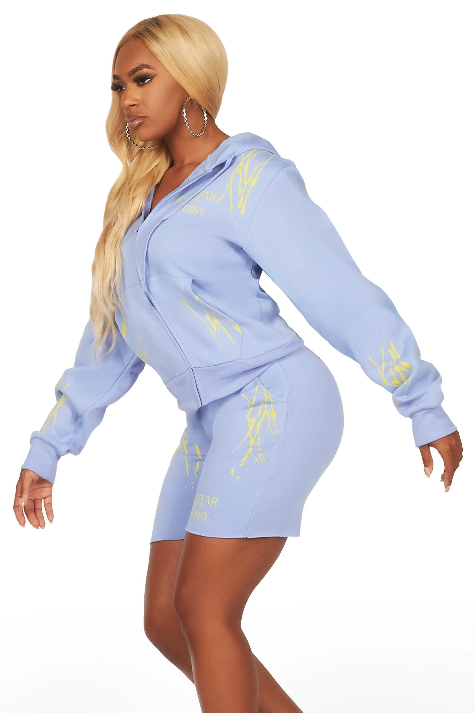 Destinee Periwinkle Zip Up Short Set Female Product Image
