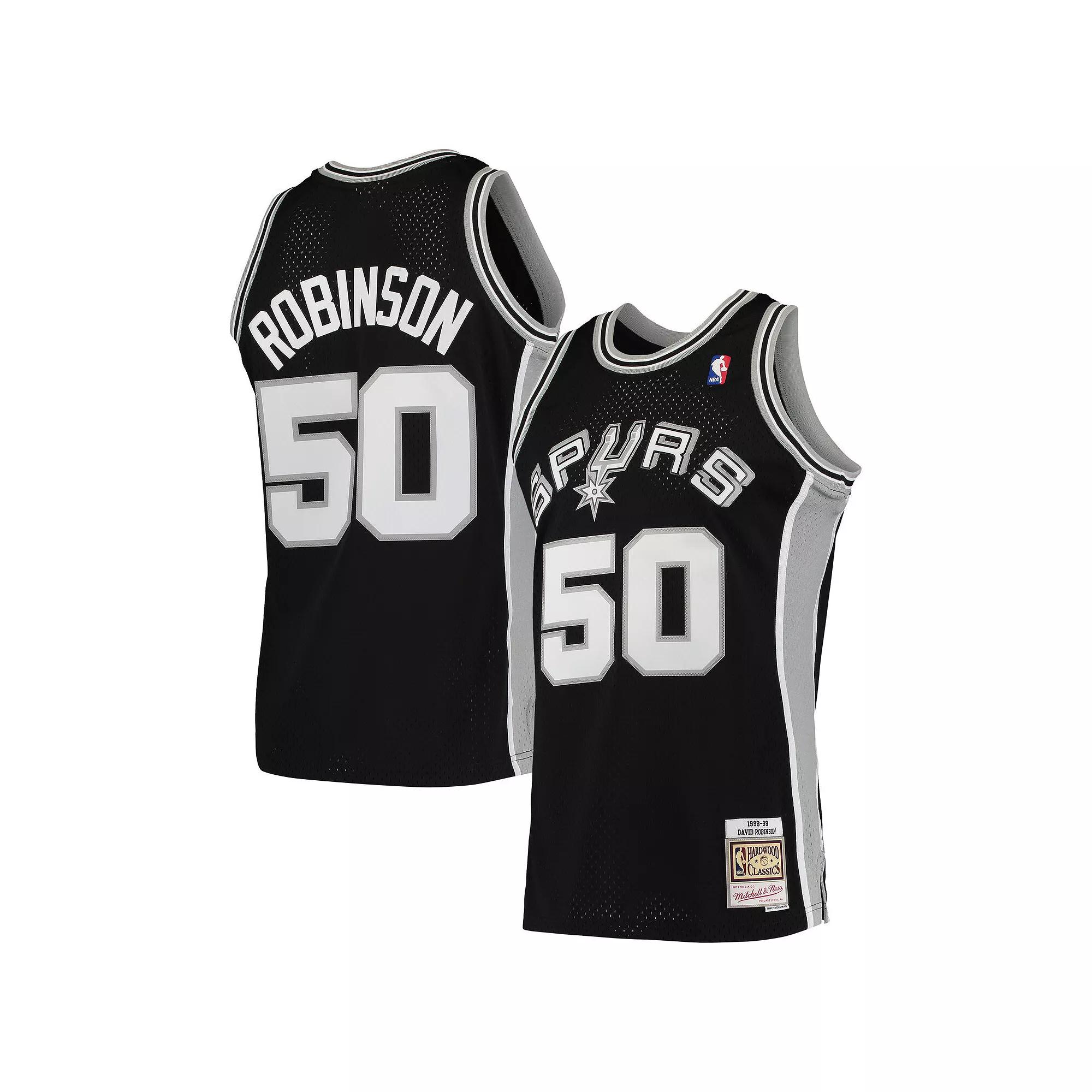 Men's Mitchell & Ness David Robinson Black San Antonio Spurs Hardwood Classics Swingman Jersey, Size: Small Product Image