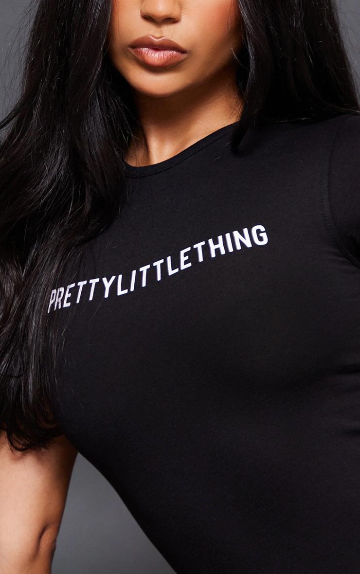 PRETTYLITTLETHING Black Logo Short Sleeved Bodysuit Product Image