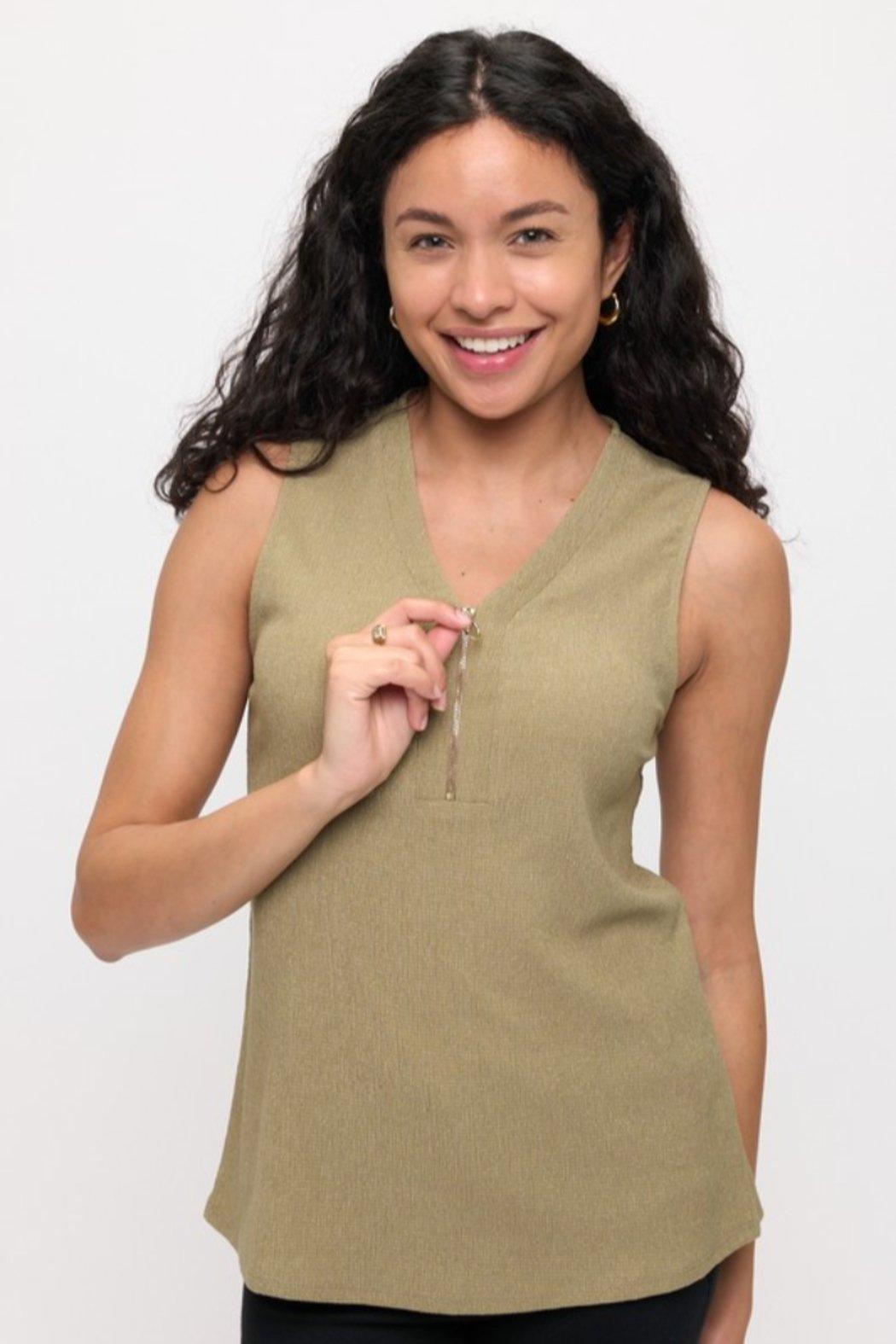 Crepe Zipper Tank Product Image