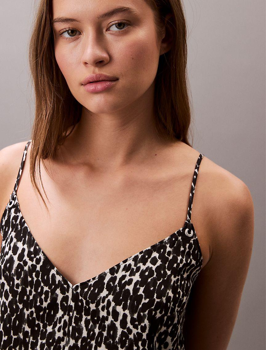 Printed Satin Mini Slip Dress  Product Image